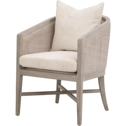 McGuire Accent Arm Chair in LiveSmart Linen, Natural Gray Oak & Cane 6642.LGLIN/NG